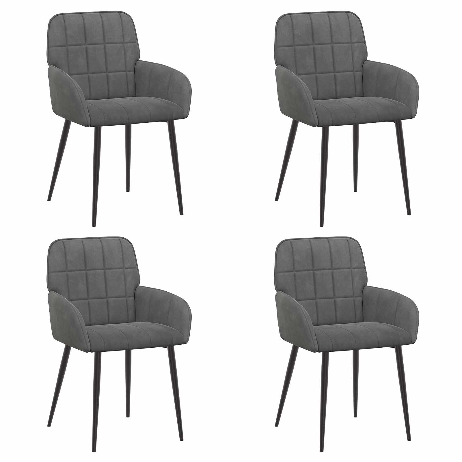 Eettafelstoelen 4 pcs fluweel Donkergrijs 57 x 50 x 85 cm is nu te koop bij PeponiXL, paradijselijk wonen!