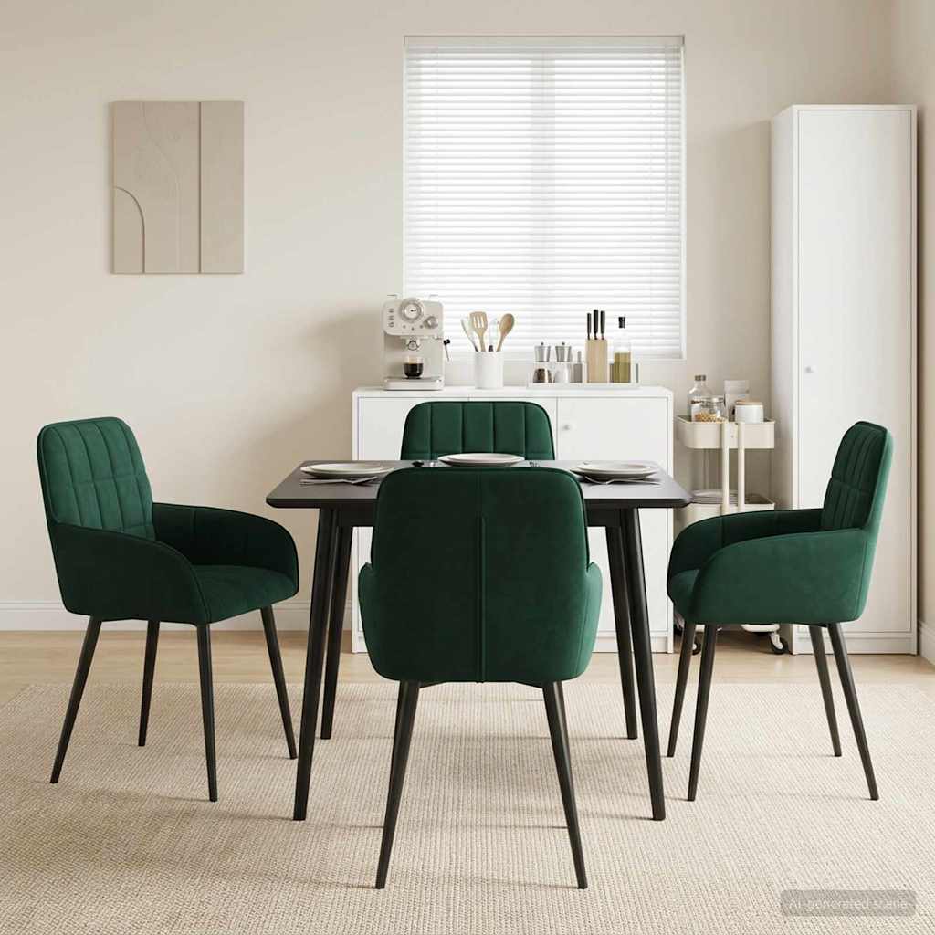 Eettafelstoelen 4 pcs fluweel Donkergroen 57 x 50 x 85 cm is nu te koop bij PeponiXL, paradijselijk wonen!