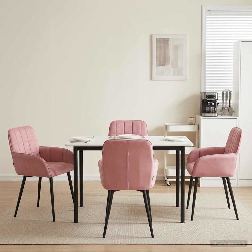 Eettafelstoelen 4 pcs fluweel Roze 57 x 50 x 85 cm is nu te koop bij PeponiXL, paradijselijk wonen!