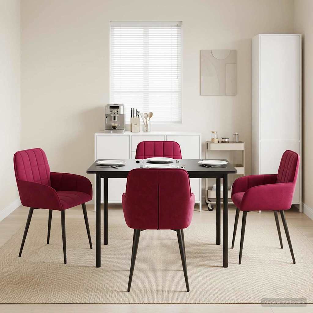 Eettafelstoelen 4 pcs fluweel Wijnrood 57 x 50 x 85 cm is nu te koop bij PeponiXL, paradijselijk wonen!