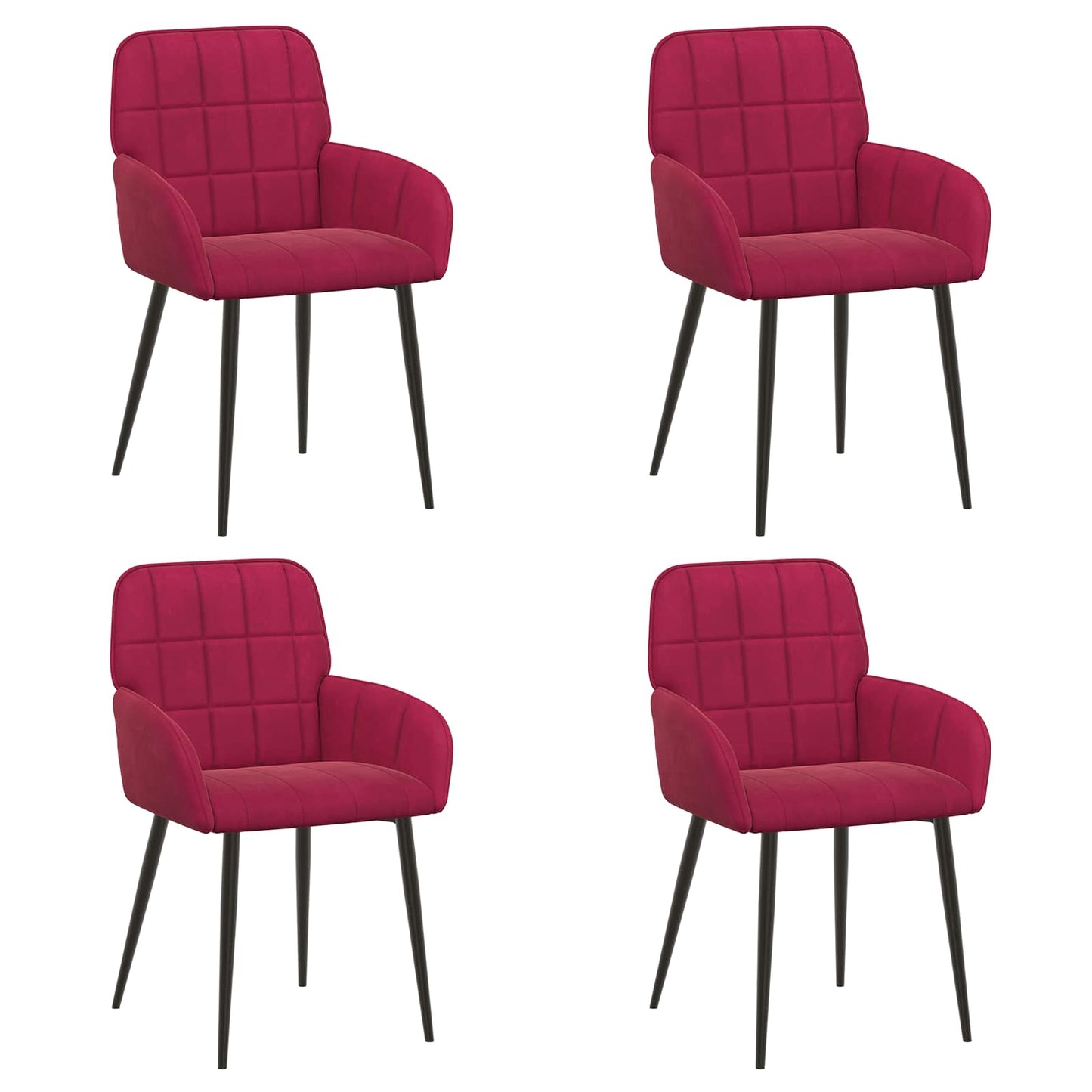 Eettafelstoelen 4 pcs fluweel Wijnrood 57 x 50 x 85 cm is nu te koop bij PeponiXL, paradijselijk wonen!