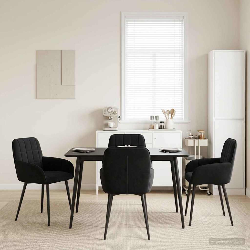 Eettafelstoelen 4 pcs fluweel Zwart 57 x 50 x 85 cm is nu te koop bij PeponiXL, paradijselijk wonen!