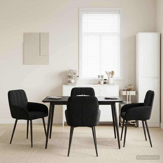 Eettafelstoelen 4 pcs fluweel Zwart 57 x 50 x 85 cm is nu te koop bij PeponiXL, paradijselijk wonen!