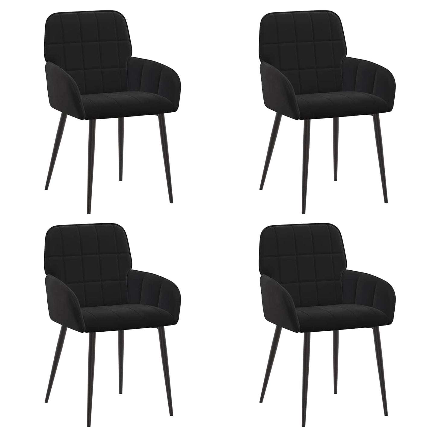 Eettafelstoelen 4 pcs fluweel Zwart 57 x 50 x 85 cm is nu te koop bij PeponiXL, paradijselijk wonen!