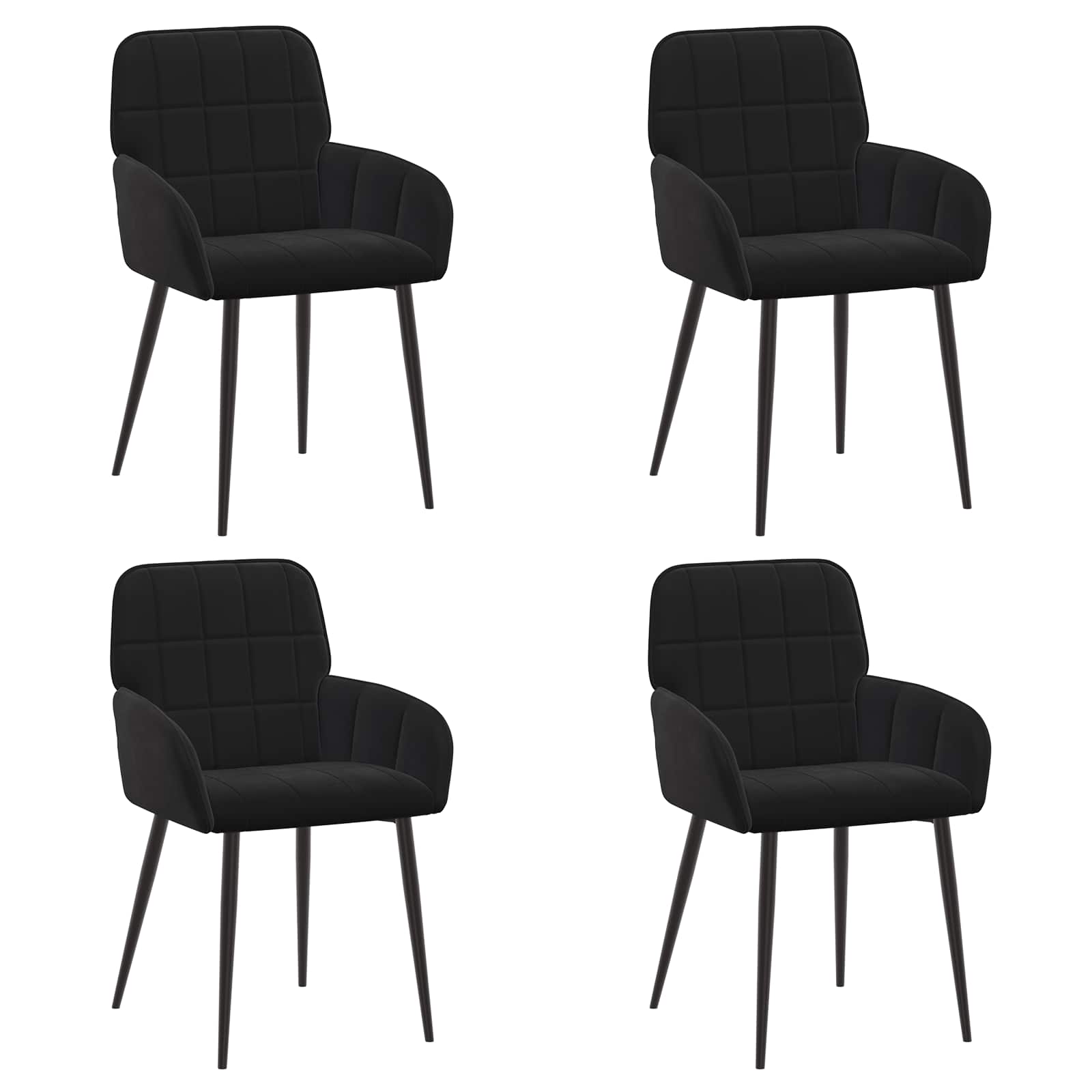 Eettafelstoelen 4 pcs fluweel Zwart 57 x 50 x 85 cm is nu te koop bij PeponiXL, paradijselijk wonen!