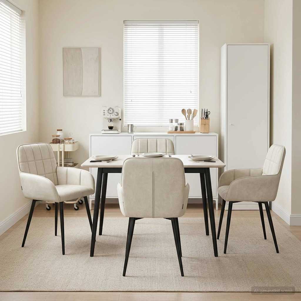 Eettafelstoelen 4 pcs fluweel Crèmekleurig 57 x 50 x 85 cm is nu te koop bij PeponiXL, paradijselijk wonen!