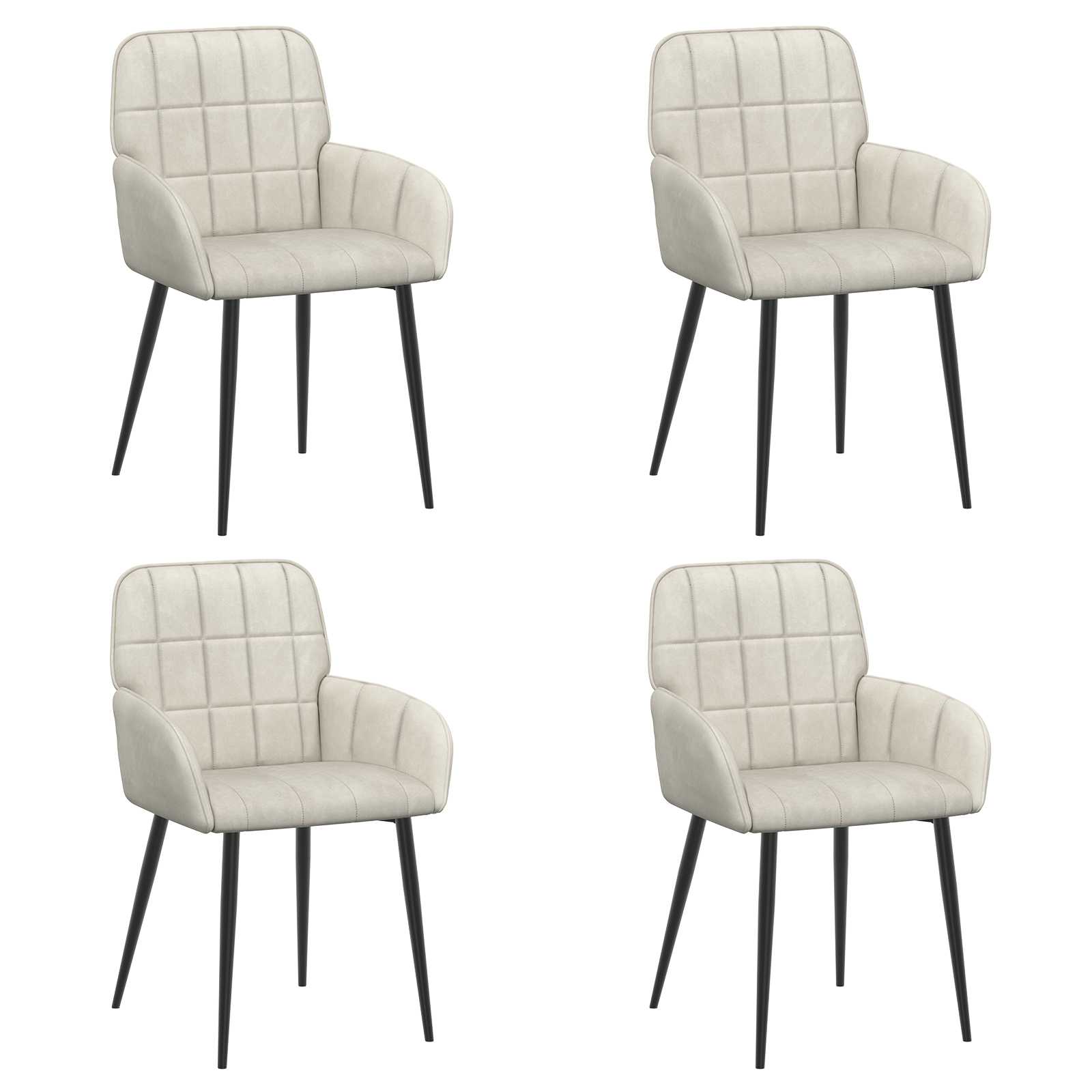 Eettafelstoelen 4 pcs fluweel Crèmekleurig 57 x 50 x 85 cm is nu te koop bij PeponiXL, paradijselijk wonen!