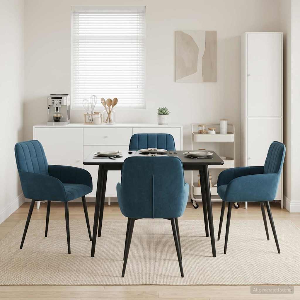 Eettafelstoelen 4 pcs fluweel Blauw 57 x 50 x 85 cm is nu te koop bij PeponiXL, paradijselijk wonen!