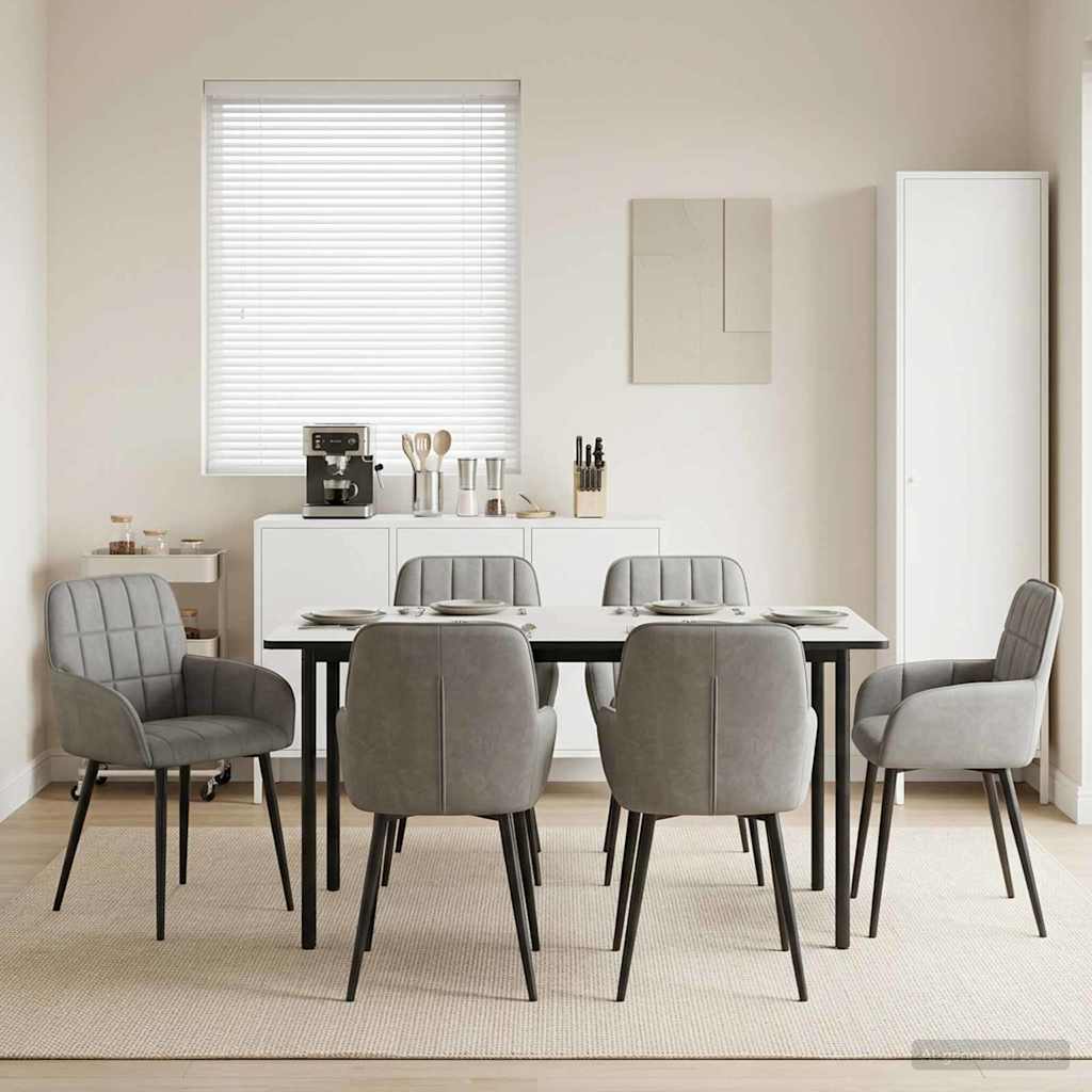 Eettafelstoelen 6 pcs fluweel Lichtgrijs 57 x 50 x 85 cm is nu te koop bij PeponiXL, paradijselijk wonen!