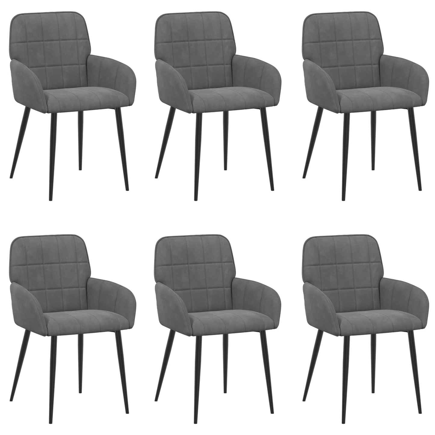 Eettafelstoelen 6 pcs fluweel Donkergrijs 57 x 50 x 85 cm is nu te koop bij PeponiXL, paradijselijk wonen!