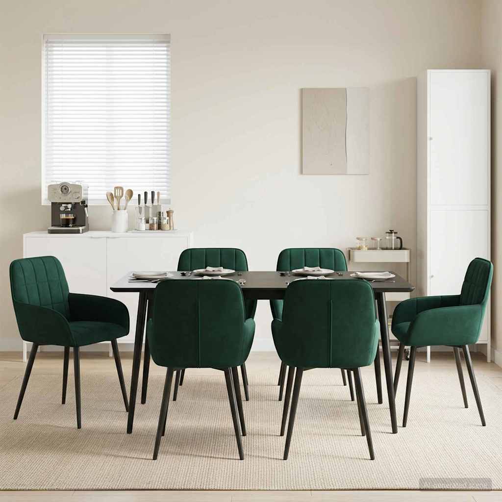 Eettafelstoelen 6 pcs fluweel Donkergroen 57 x 50 x 85 cm is nu te koop bij PeponiXL, paradijselijk wonen!
