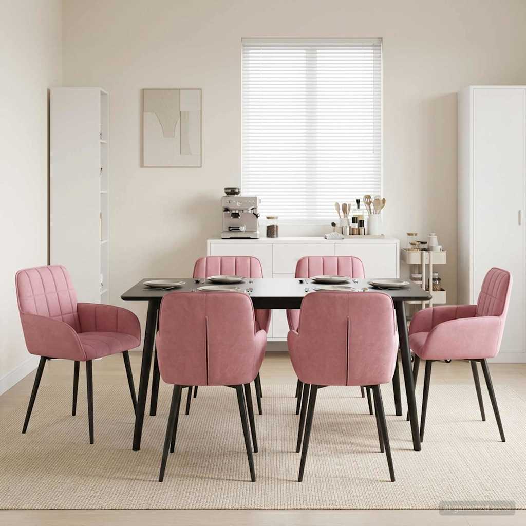Eettafelstoelen 6 pcs fluweel Roze 57 x 50 x 85 cm is nu te koop bij PeponiXL, paradijselijk wonen!