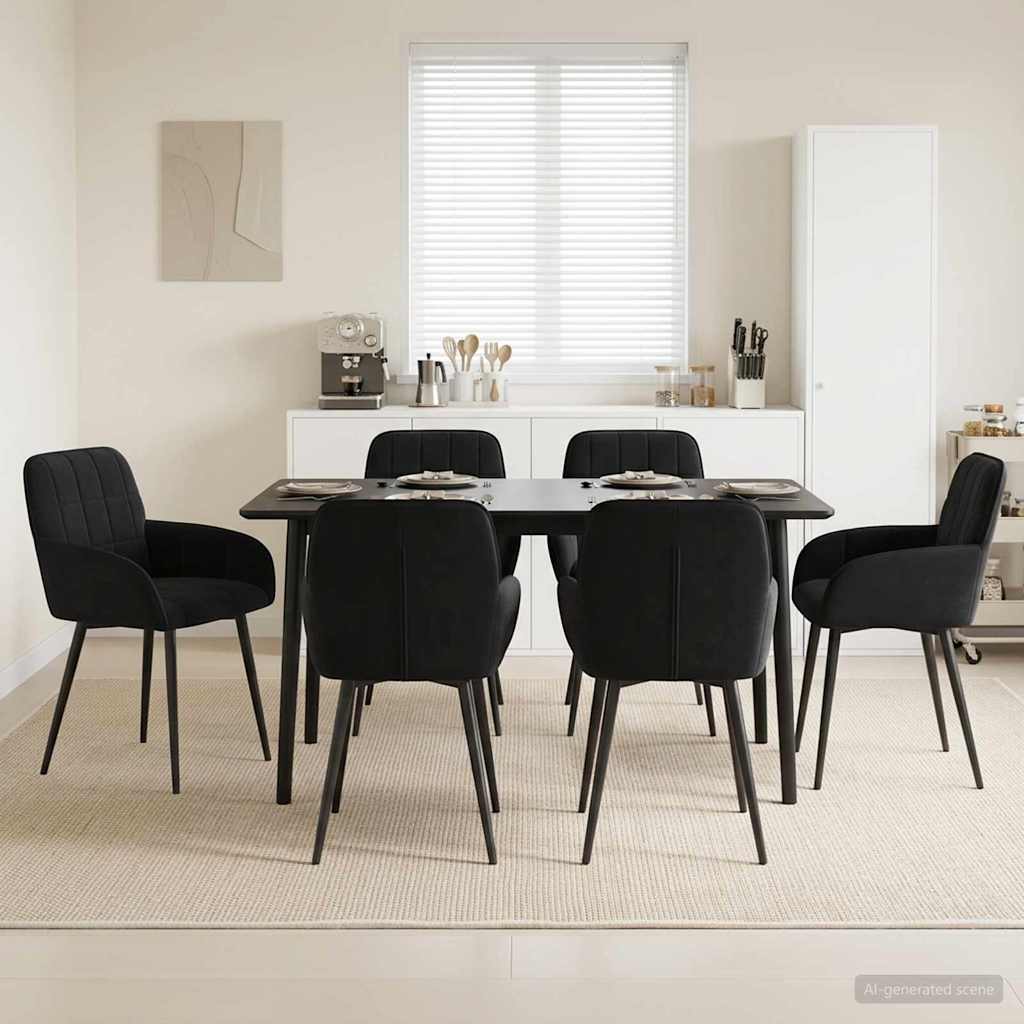 Eettafelstoelen 6 pcs fluweel Zwart 57 x 50 x 85 cm is nu te koop bij PeponiXL, paradijselijk wonen!