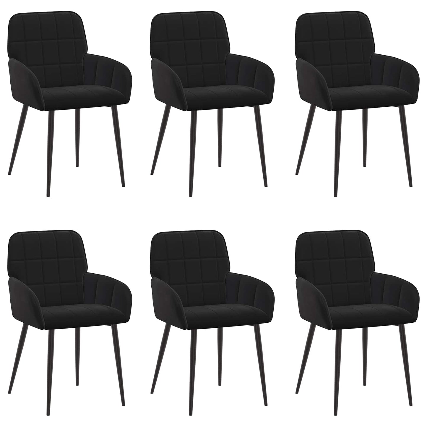 Eettafelstoelen 6 pcs fluweel Zwart 57 x 50 x 85 cm is nu te koop bij PeponiXL, paradijselijk wonen!