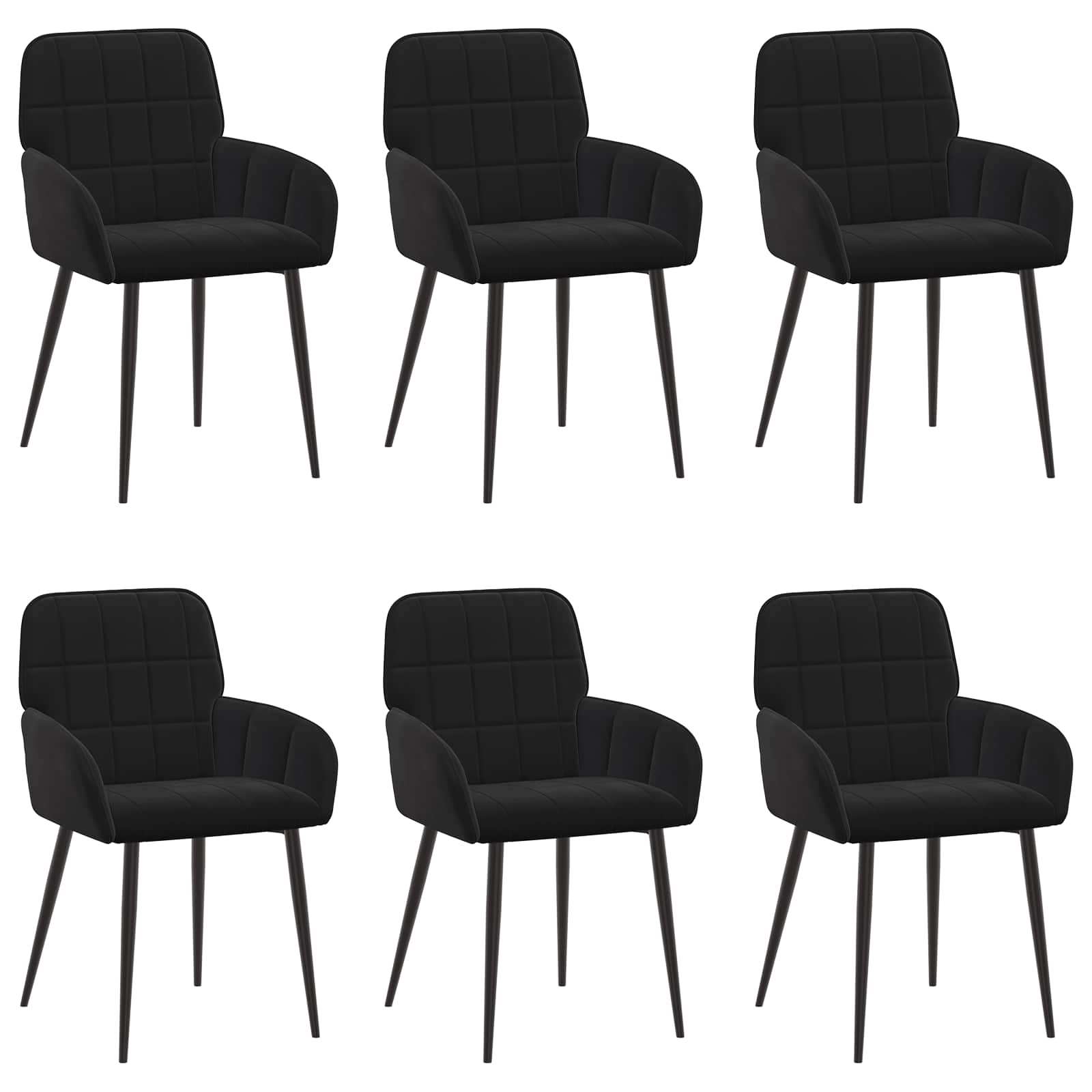 Eettafelstoelen 6 pcs fluweel Zwart 57 x 50 x 85 cm is nu te koop bij PeponiXL, paradijselijk wonen!