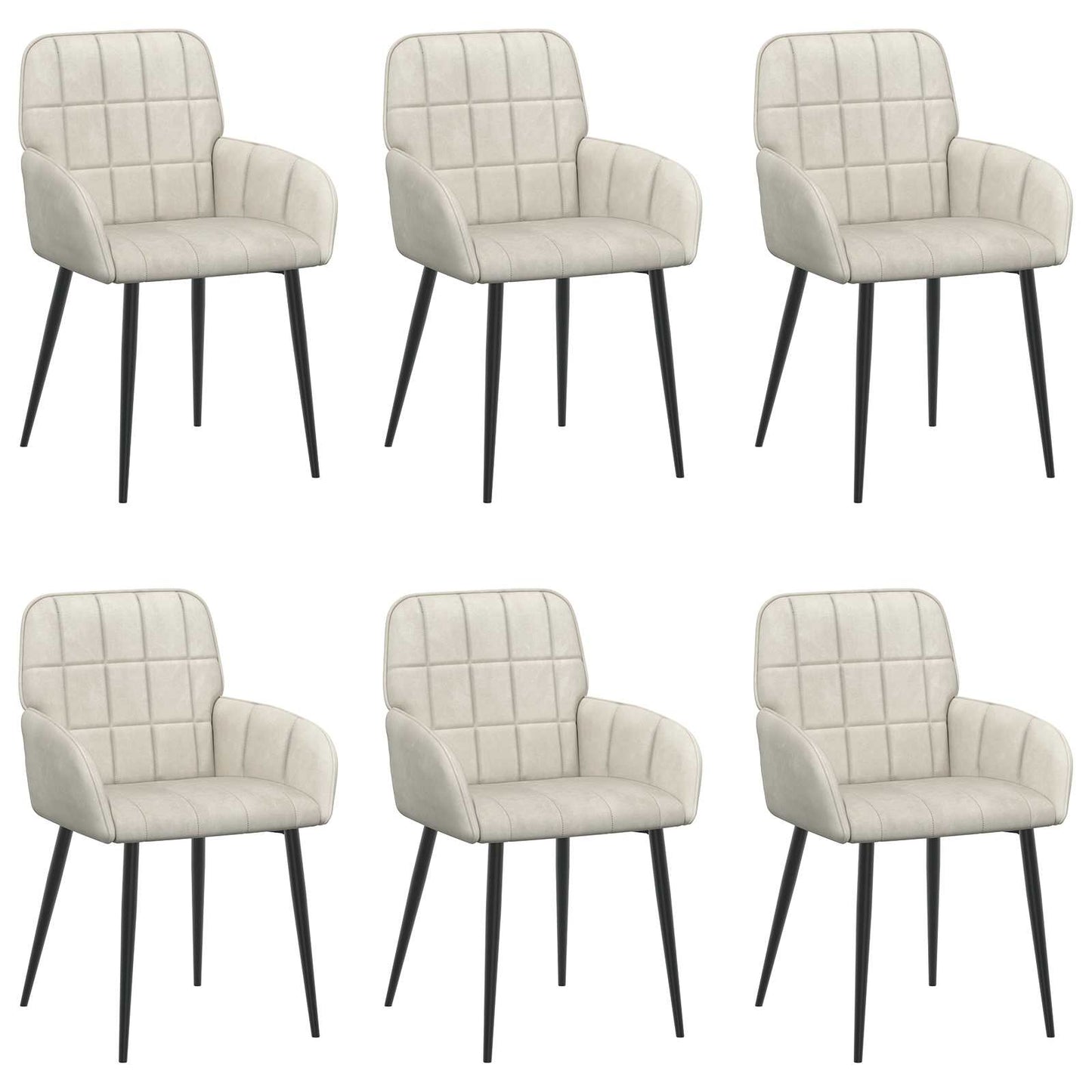 Eettafelstoelen 6 pcs fluweel Crèmekleurig 57 x 50 x 85 cm is nu te koop bij PeponiXL, paradijselijk wonen!