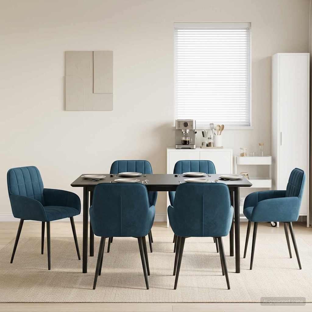 Eettafelstoelen 6 pcs fluweel Blauw 57 x 50 x 85 cm is nu te koop bij PeponiXL, paradijselijk wonen!