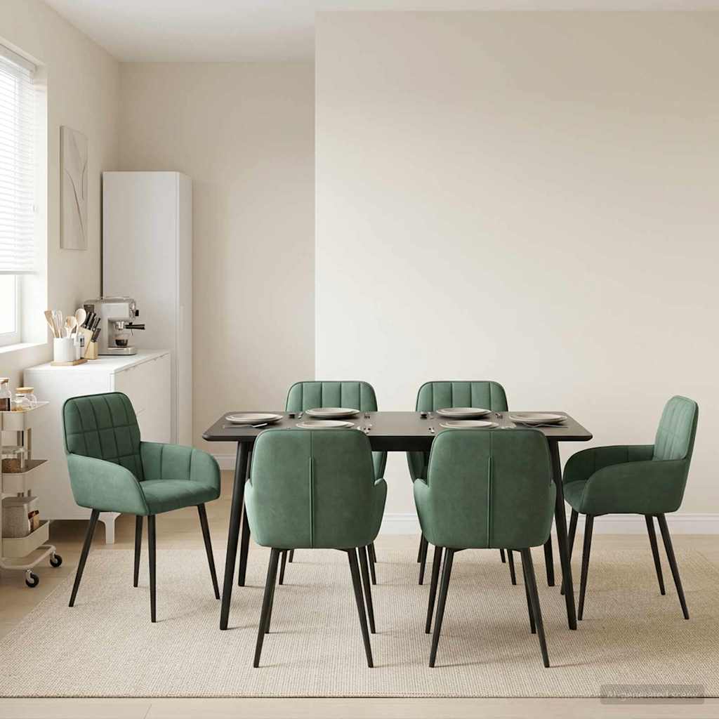 Eettafelstoelen 6 pcs fluweel Zeegroen 57 x 50 x 85 cm is nu te koop bij PeponiXL, paradijselijk wonen!