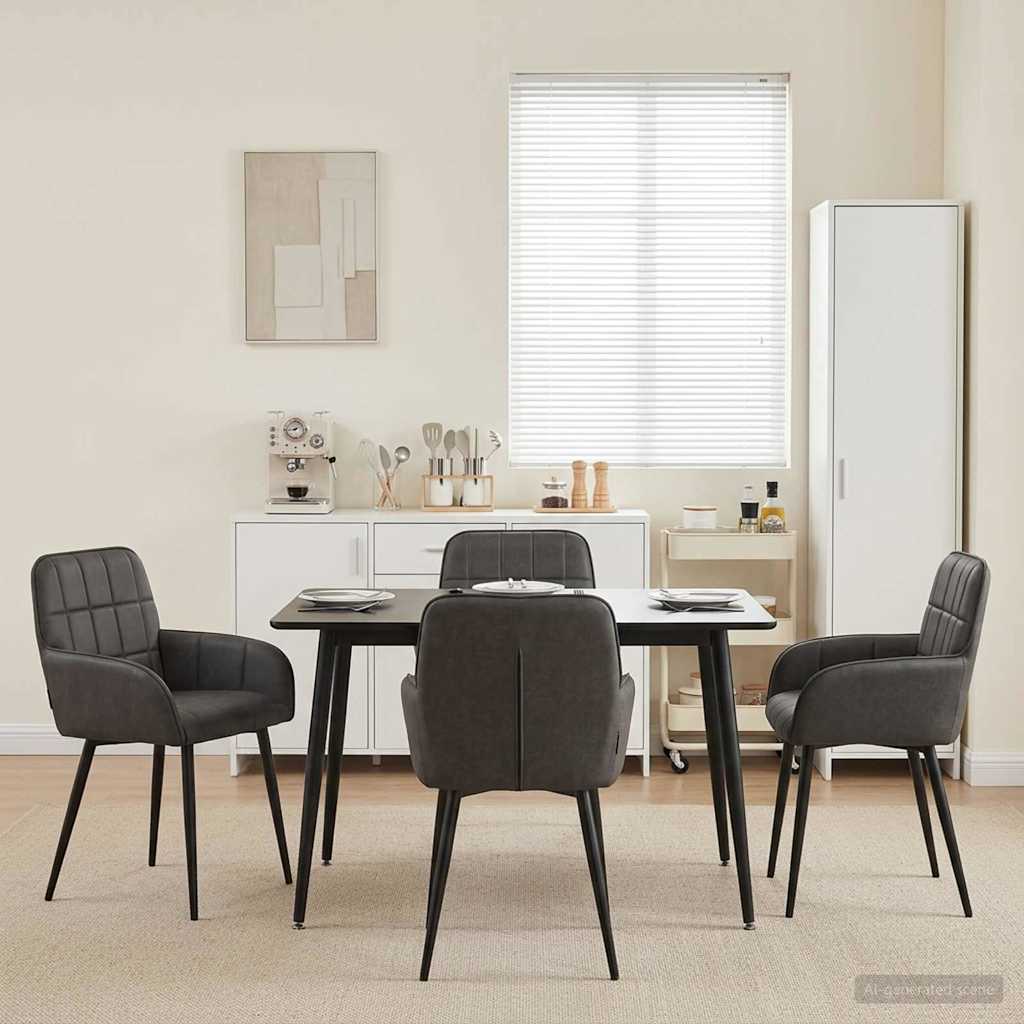 Eettafelstoelen 4 pcs Kunstleer Zwart 57 x 50 x 85 cm is nu te koop bij PeponiXL, paradijselijk wonen!
