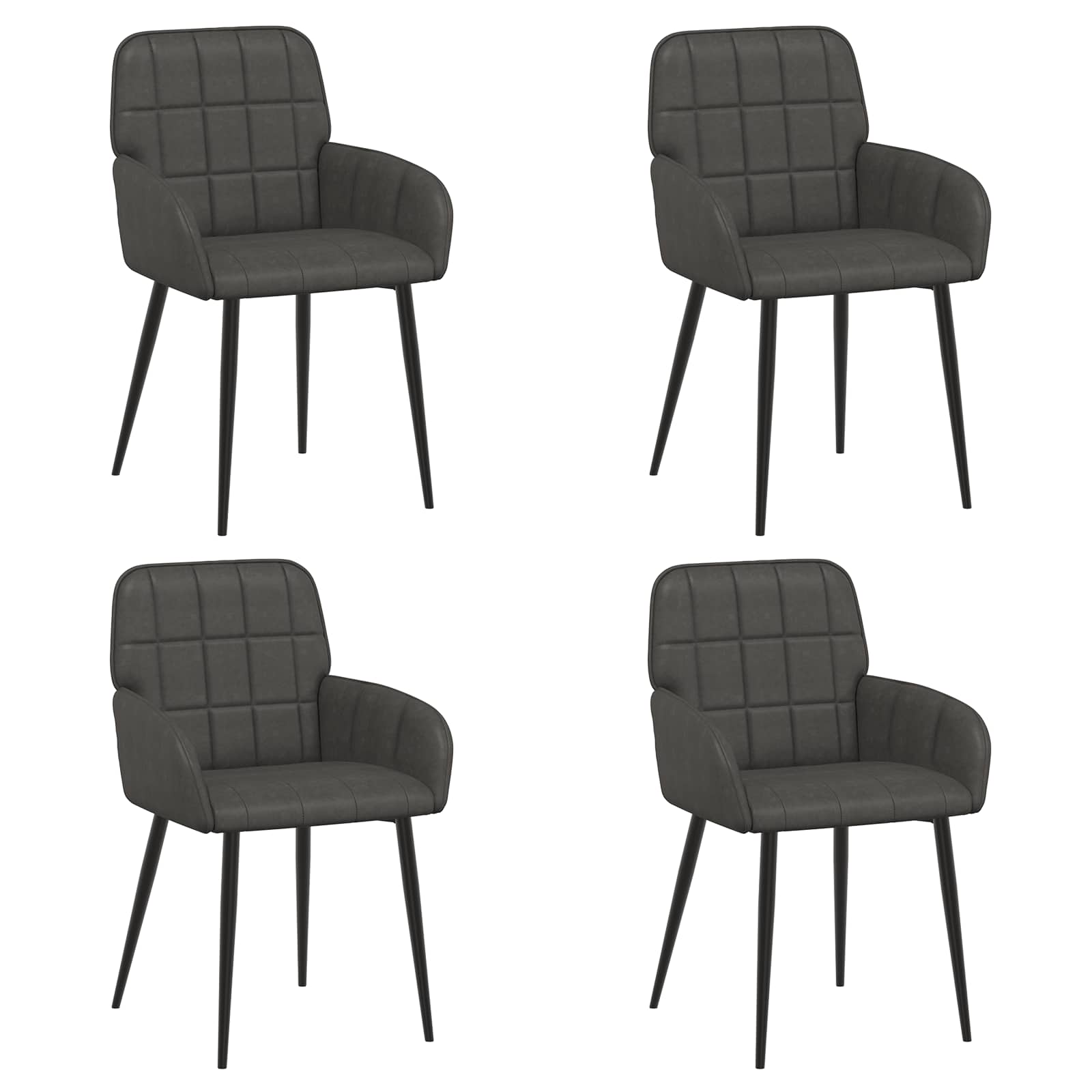 Eettafelstoelen 4 pcs Kunstleer Zwart 57 x 50 x 85 cm is nu te koop bij PeponiXL, paradijselijk wonen!