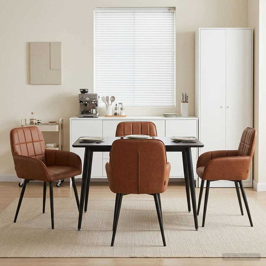 Eettafelstoelen 4 pcs Kunstleer Bruin 57 x 50 x 85 cm is nu te koop bij PeponiXL, paradijselijk wonen!