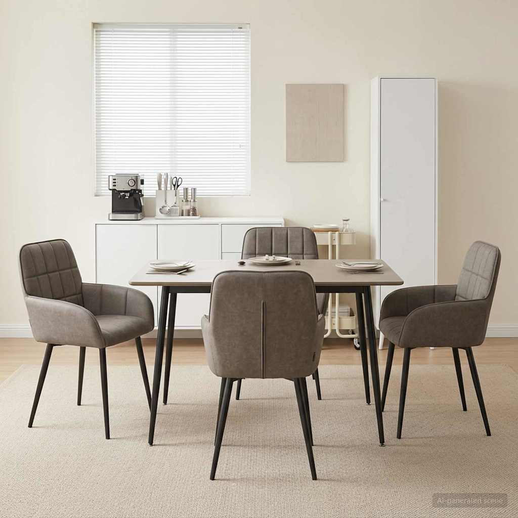 Eettafelstoelen 4 pcs Kunstleer Grijs 57 x 50 x 85 cm is nu te koop bij PeponiXL, paradijselijk wonen!