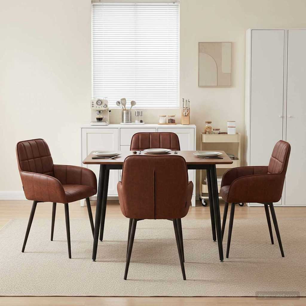 Eettafelstoelen 4 pcs Kunstleer Glanzend Bruin 57 x 50 x 85 cm is nu te koop bij PeponiXL, paradijselijk wonen!