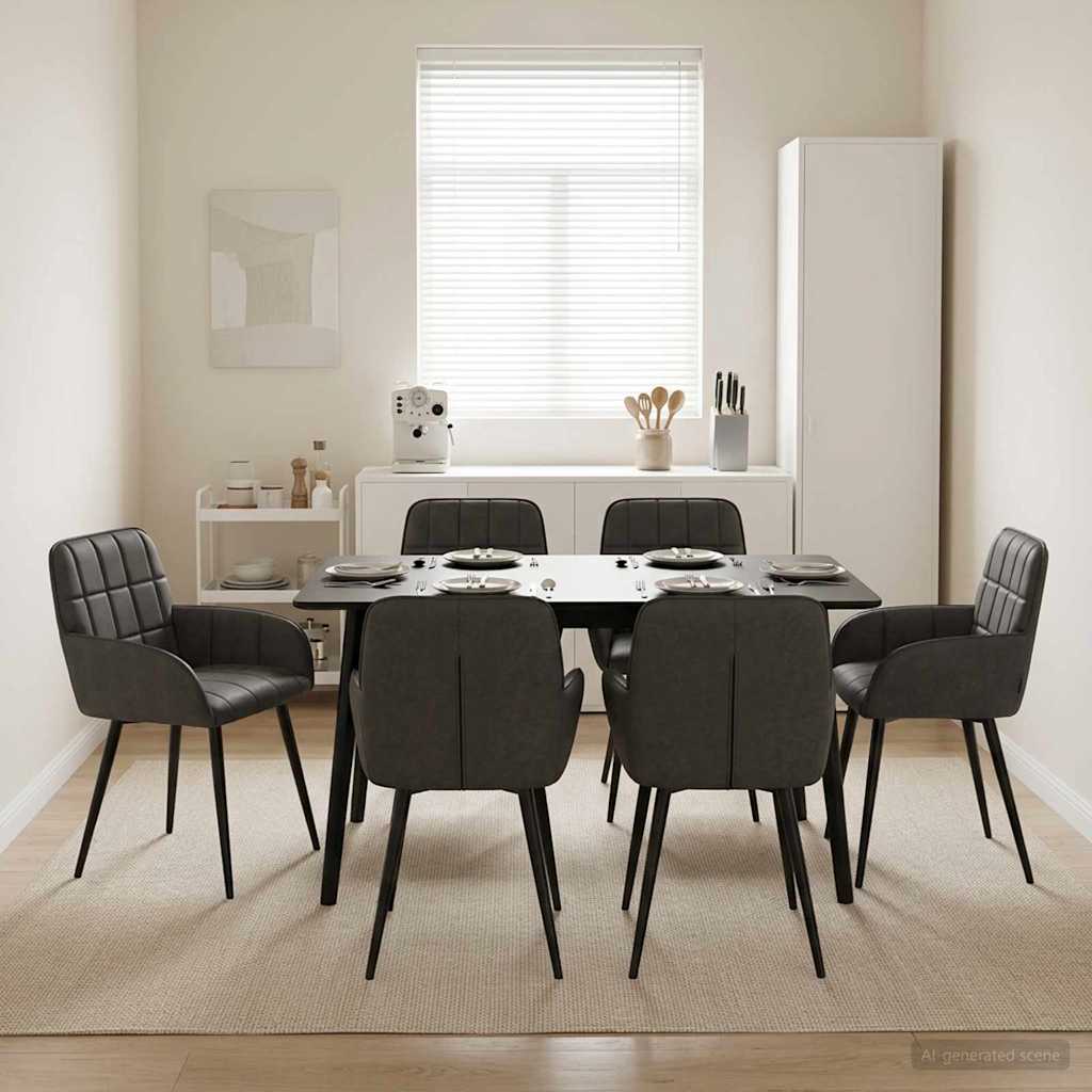 Eettafelstoelen 6 pcs Kunstleer Zwart 57 x 50 x 85 cm is nu te koop bij PeponiXL, paradijselijk wonen!