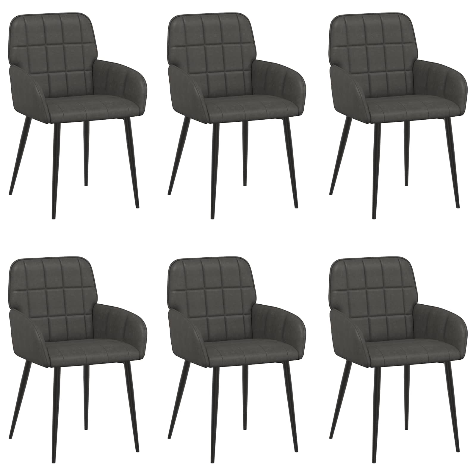 Eettafelstoelen 6 pcs Kunstleer Zwart 57 x 50 x 85 cm is nu te koop bij PeponiXL, paradijselijk wonen!
