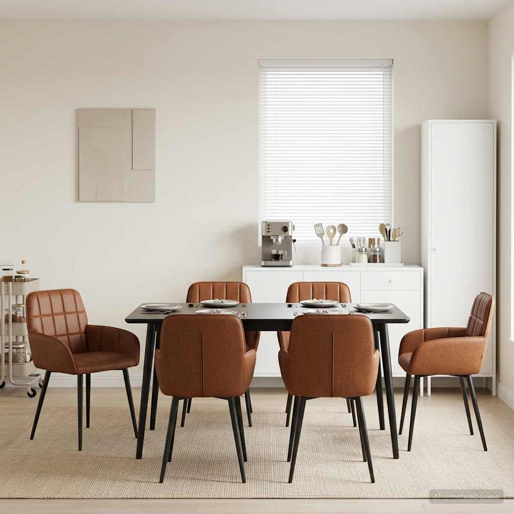 Eettafelstoelen 6 pcs Kunstleer Bruin 57 x 50 x 85 cm is nu te koop bij PeponiXL, paradijselijk wonen!