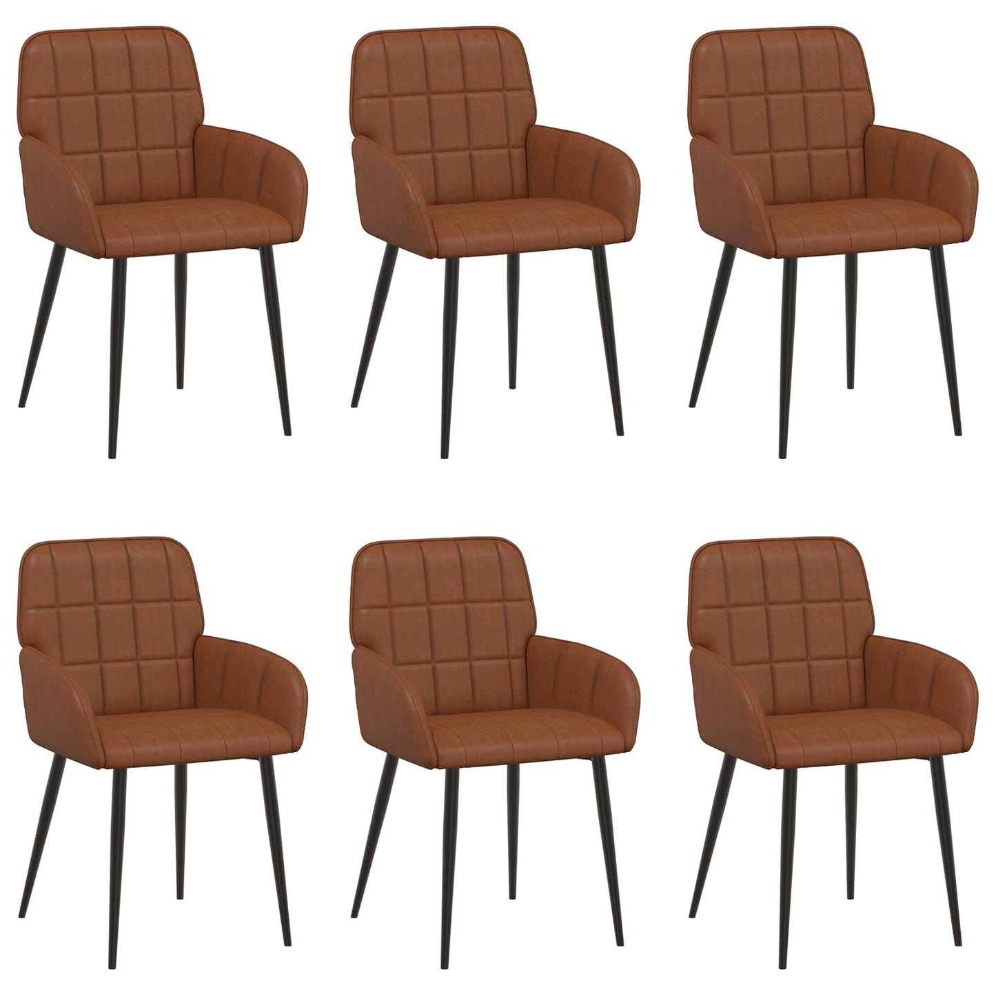 Eettafelstoelen 6 pcs Kunstleer Bruin 57 x 50 x 85 cm is nu te koop bij PeponiXL, paradijselijk wonen!