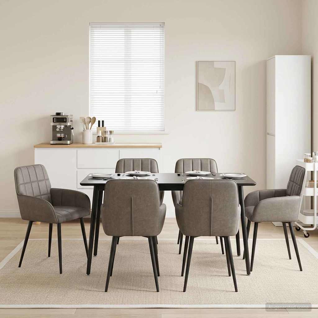 Eettafelstoelen 6 pcs Kunstleer Grijs 57 x 50 x 85 cm is nu te koop bij PeponiXL, paradijselijk wonen!