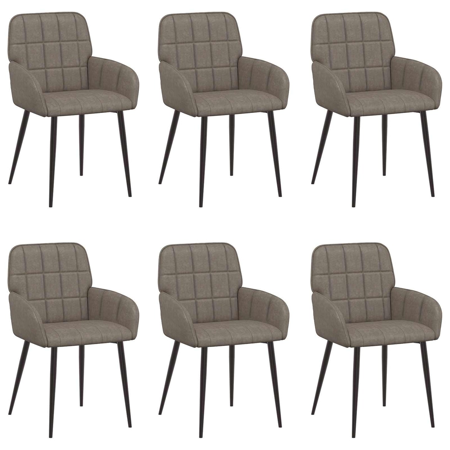 Eettafelstoelen 6 pcs Kunstleer Grijs 57 x 50 x 85 cm is nu te koop bij PeponiXL, paradijselijk wonen!