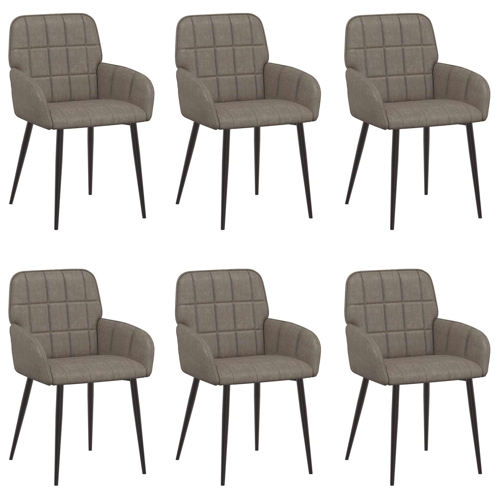 Eettafelstoelen 6 pcs Kunstleer Grijs 57 x 50 x 85 cm is nu te koop bij PeponiXL, paradijselijk wonen!