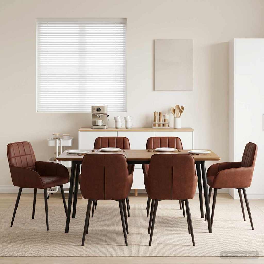 Eettafelstoelen 6 pcs Kunstleer Glanzend Bruin 57 x 50 x 85 cm is nu te koop bij PeponiXL, paradijselijk wonen!