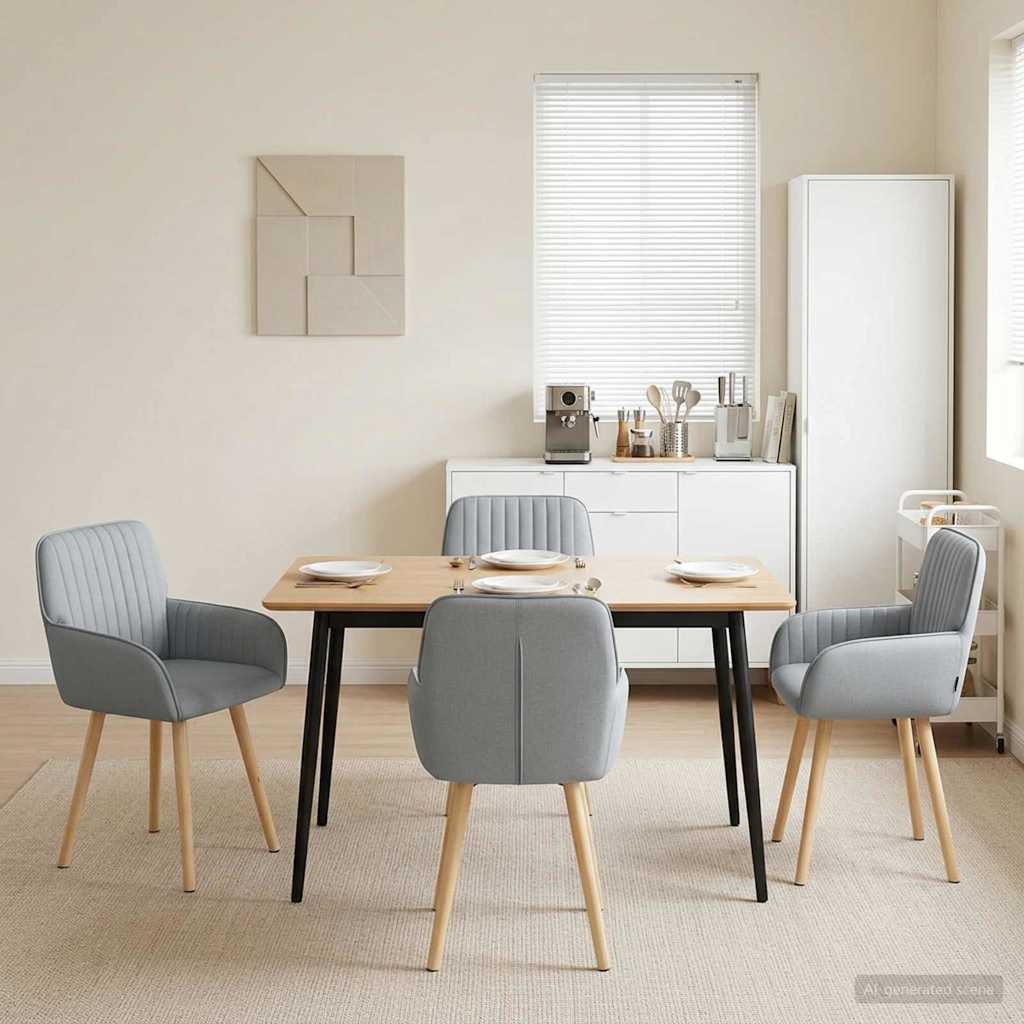 Eettafelstoelen 4 pcs Stof Lichtgrijs 56,5 x 50 x 87,5 cm is nu te koop bij PeponiXL, paradijselijk wonen!