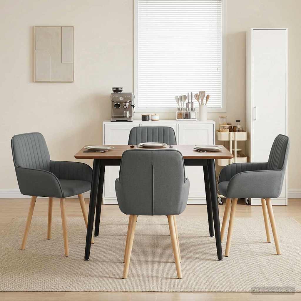 Eettafelstoelen 4 pcs Stof Donkergrijs 56,5 x 50 x 87,5 cm is nu te koop bij PeponiXL, paradijselijk wonen!