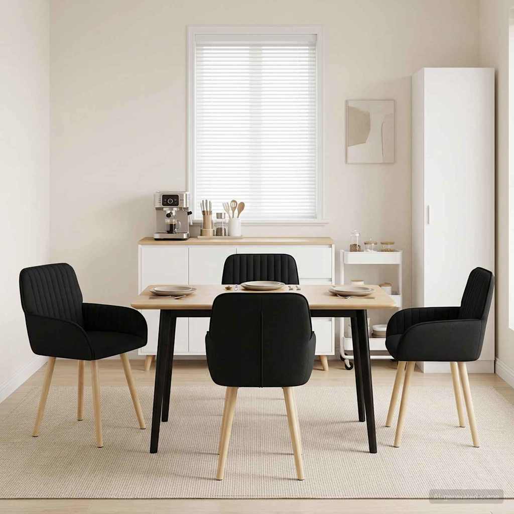 Eettafelstoelen 4 pcs Stof Zwart 56,5 x 50 x 87,5 cm is nu te koop bij PeponiXL, paradijselijk wonen!