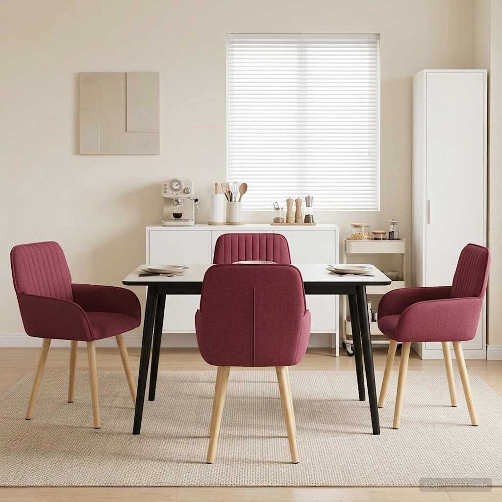 Eettafelstoelen 4 pcs Stof Wijnrood 56,5 x 50 x 87,5 cm is nu te koop bij PeponiXL, paradijselijk wonen!