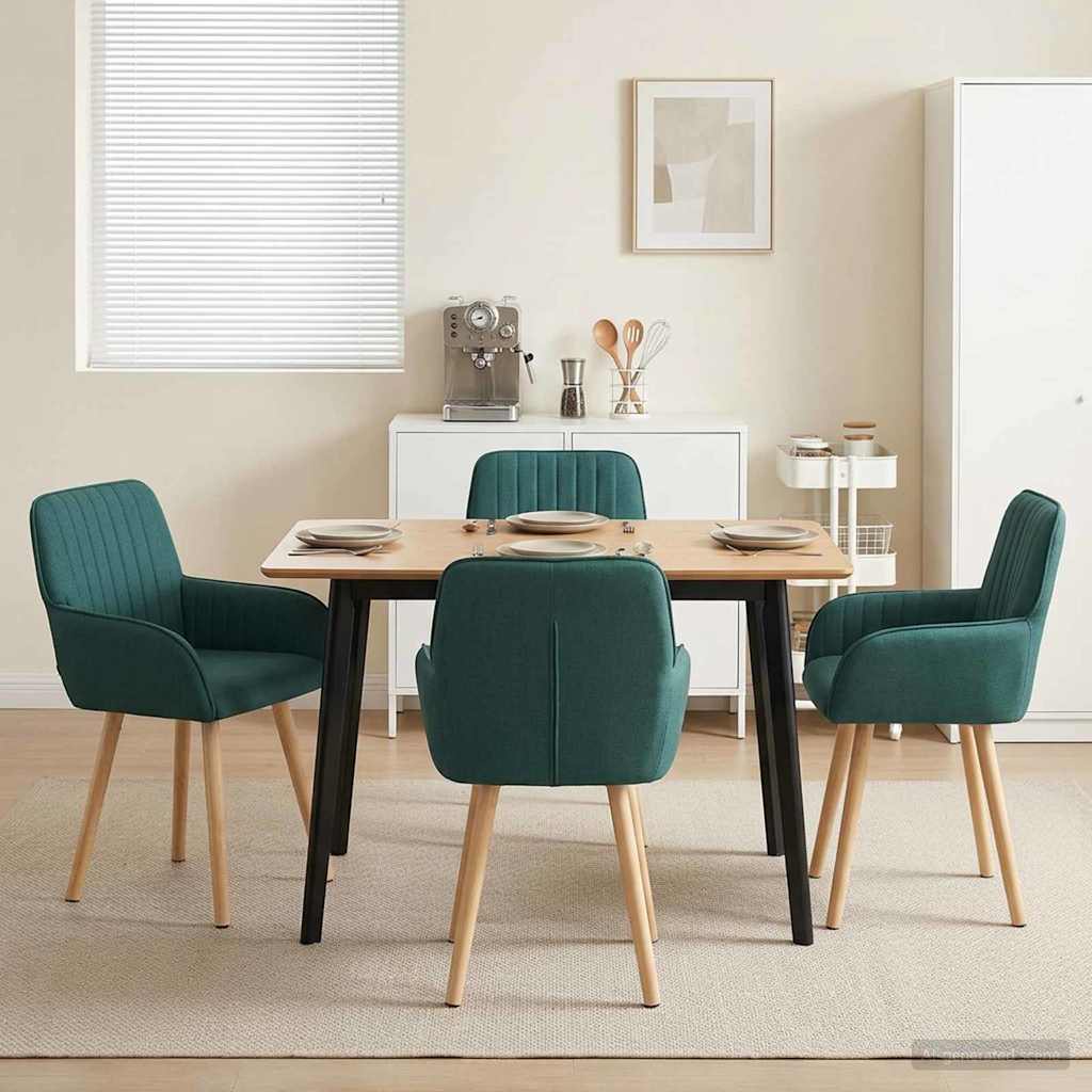 Eettafelstoelen 4 pcs Stof Donkergroen 56,5 x 50 x 87,5 cm is nu te koop bij PeponiXL, paradijselijk wonen!