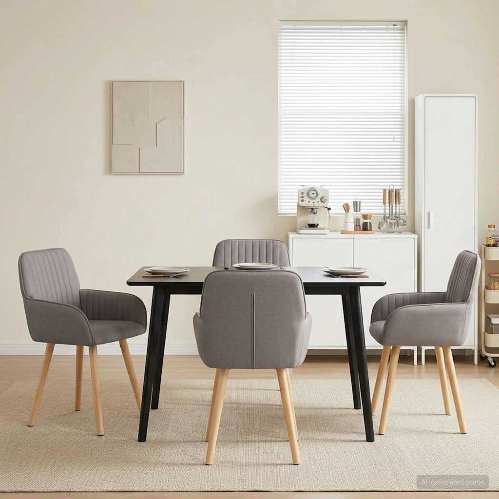 Eettafelstoelen 4 pcs Stof Taupe 56,5 x 50 x 87,5 cm is nu te koop bij PeponiXL, paradijselijk wonen!