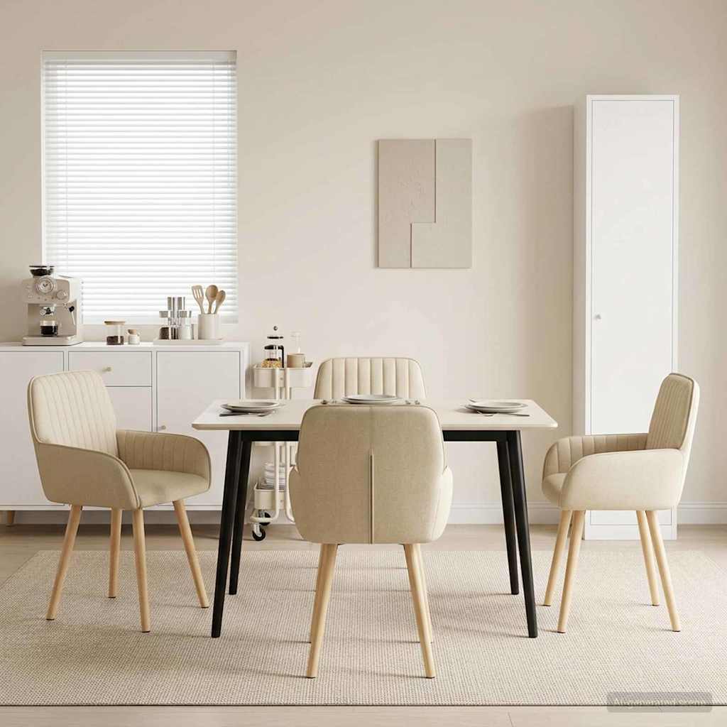 Eettafelstoelen 4 pcs Stof Crèmekleurig 56,5 x 50 x 87,5 cm is nu te koop bij PeponiXL, paradijselijk wonen!
