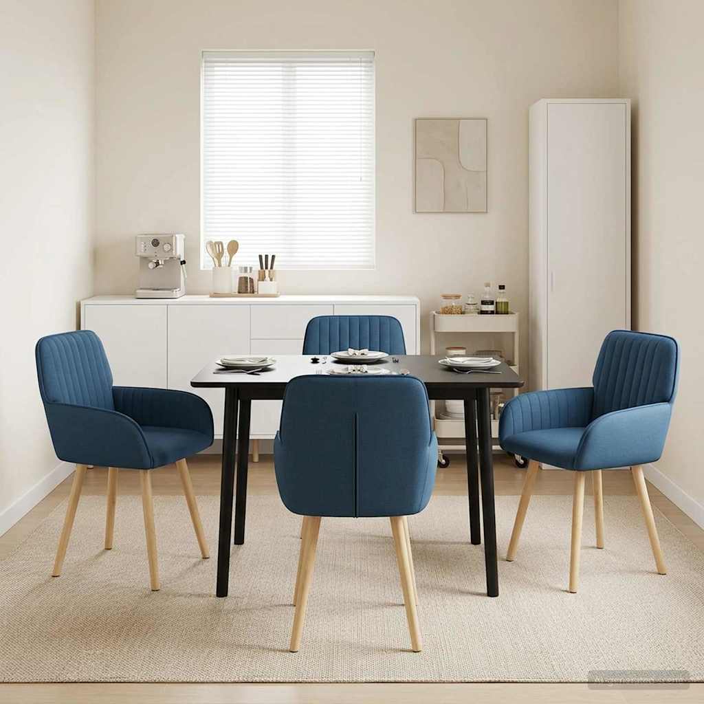 Eettafelstoelen 4 pcs Stof Blauw 56,5 x 50 x 87,5 cm is nu te koop bij PeponiXL, paradijselijk wonen!