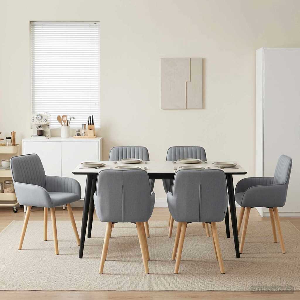 Eettafelstoelen 6 pcs Stof Lichtgrijs 56,5 x 50 x 87,5 cm is nu te koop bij PeponiXL, paradijselijk wonen!