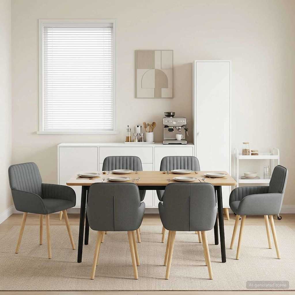 Eettafelstoelen 6 pcs Stof Donkergrijs 56,5 x 50 x 87,5 cm is nu te koop bij PeponiXL, paradijselijk wonen!