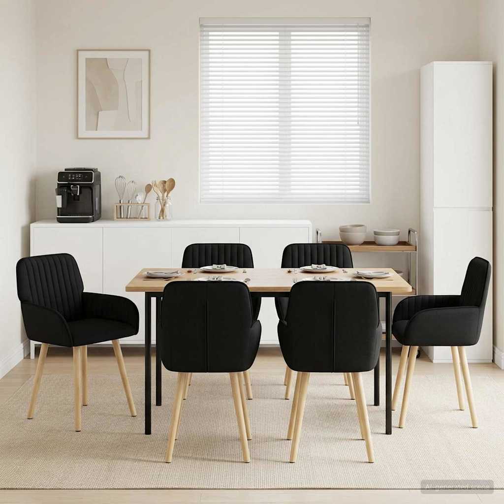 Eettafelstoelen 6 pcs Stof Zwart 56,5 x 50 x 87,5 cm is nu te koop bij PeponiXL, paradijselijk wonen!