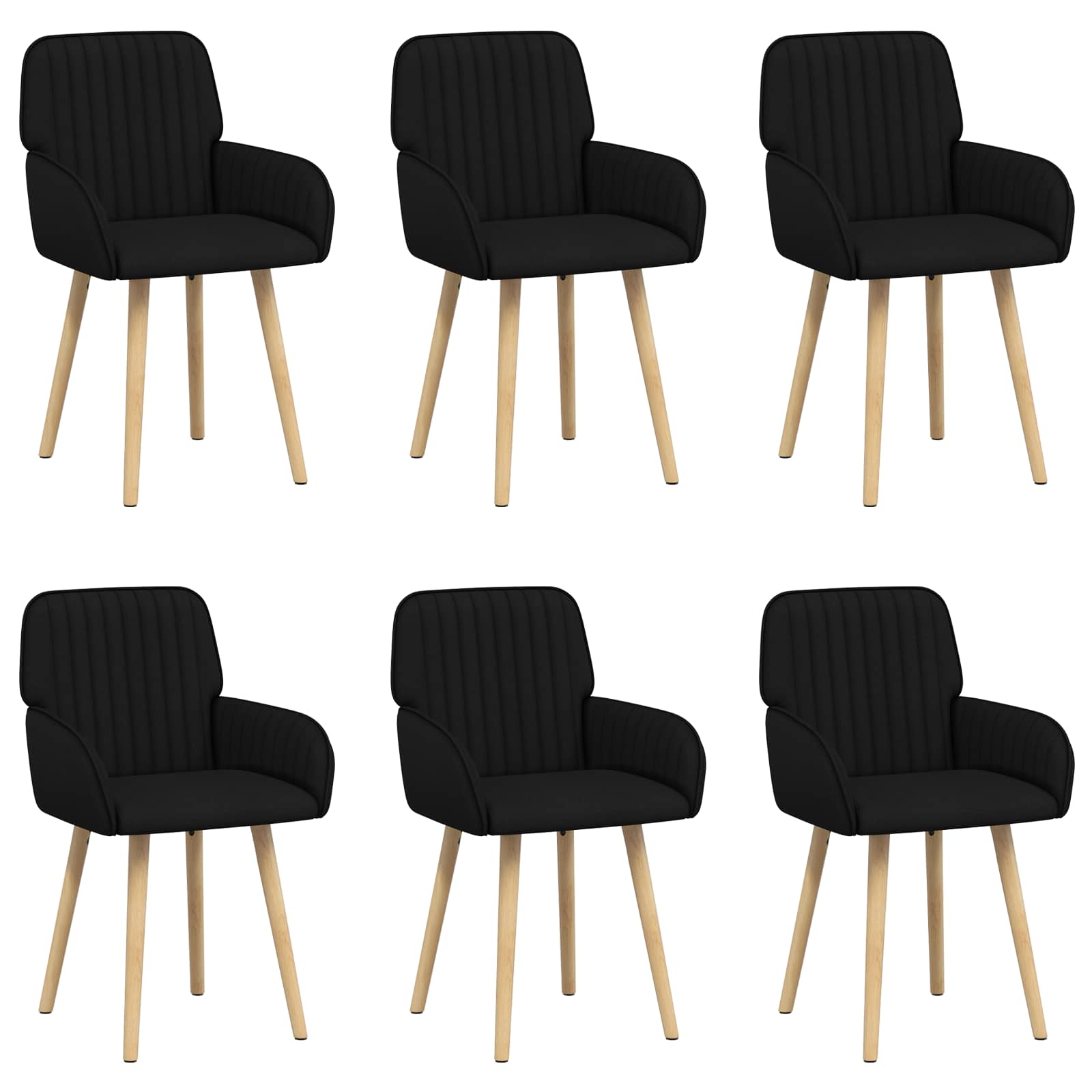 Eettafelstoelen 6 pcs Stof Zwart 56,5 x 50 x 87,5 cm is nu te koop bij PeponiXL, paradijselijk wonen!