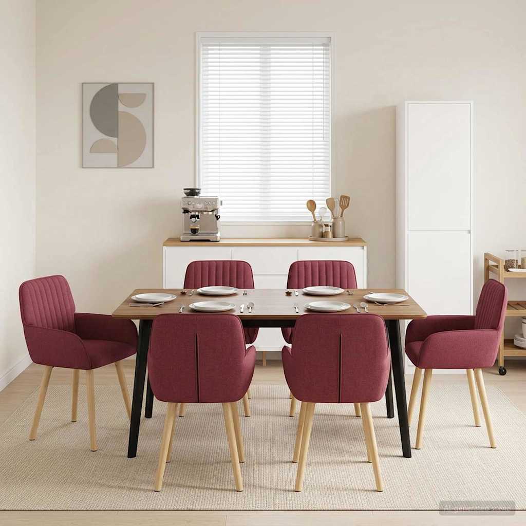 Eettafelstoelen 6 pcs Stof Wijnrood 56,5 x 50 x 87,5 cm is nu te koop bij PeponiXL, paradijselijk wonen!