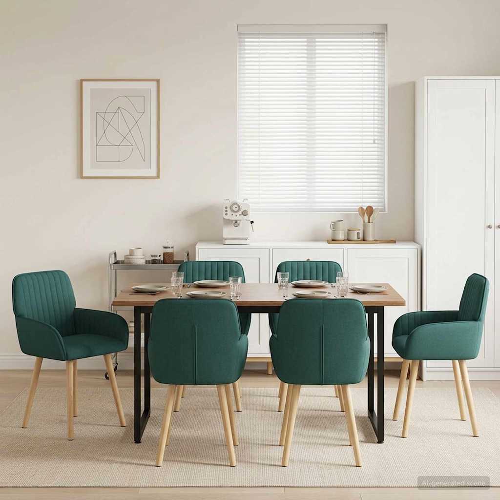 Eettafelstoelen 6 pcs Stof Donkergroen 56,5 x 50 x 87,5 cm is nu te koop bij PeponiXL, paradijselijk wonen!