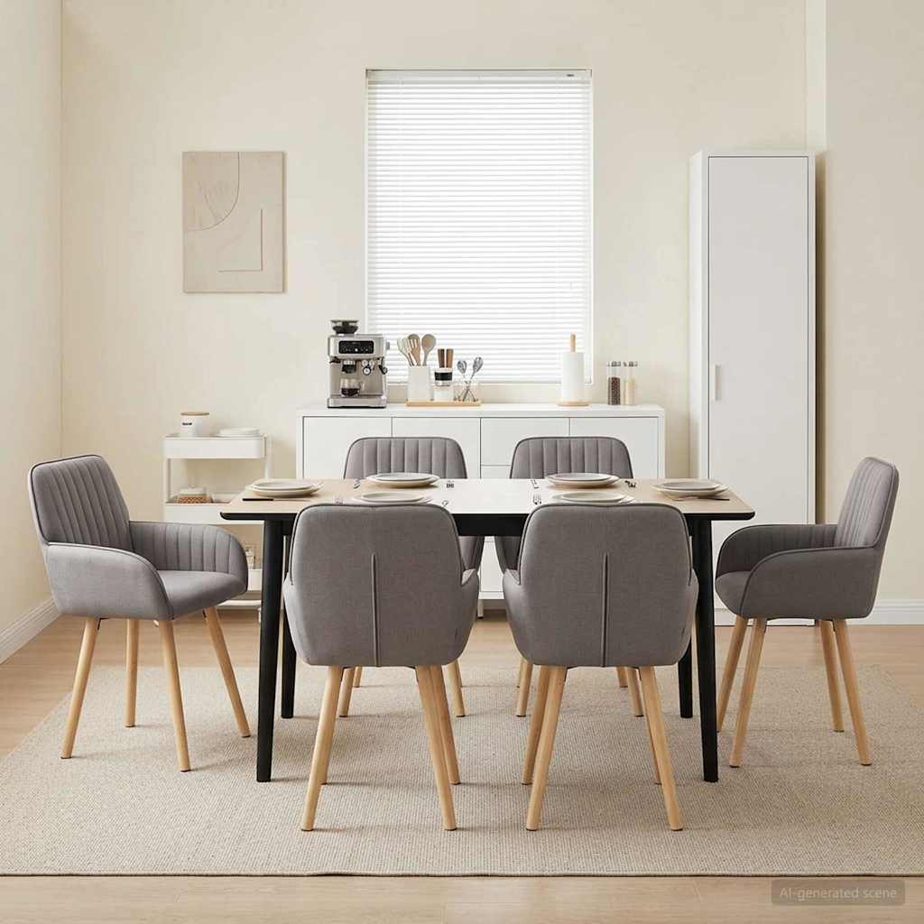 Eettafelstoelen 6 pcs Stof Taupe 56,5 x 50 x 87,5 cm is nu te koop bij PeponiXL, paradijselijk wonen!